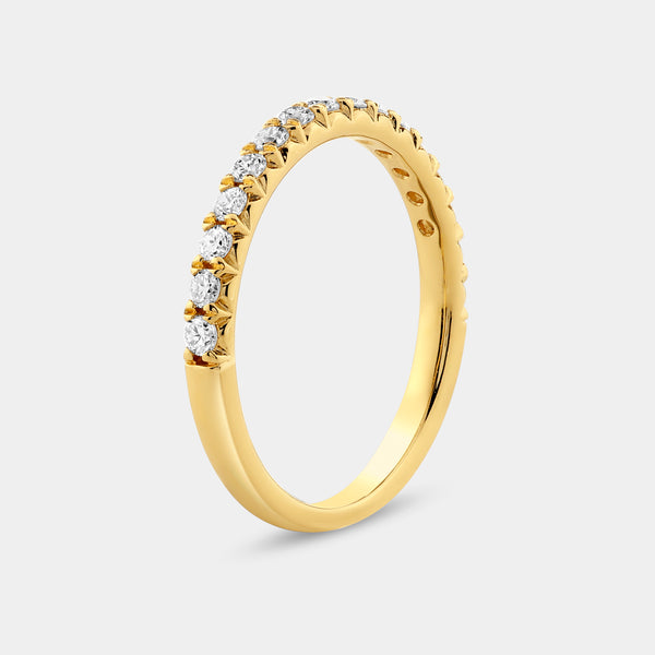 Gilded 3/8 Carat Lab-Grown Diamond Round-Shaped French Pave Wedding Band