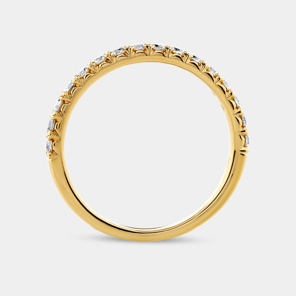 Gilded 3/8 Carat Lab-Grown Diamond Round-Shaped French Pave Wedding Band