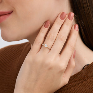 Gilded 3/4 Carat Lab-Grown Diamond Princess-Cut Solitaire Plus Engagement Ring with a Classic Shank