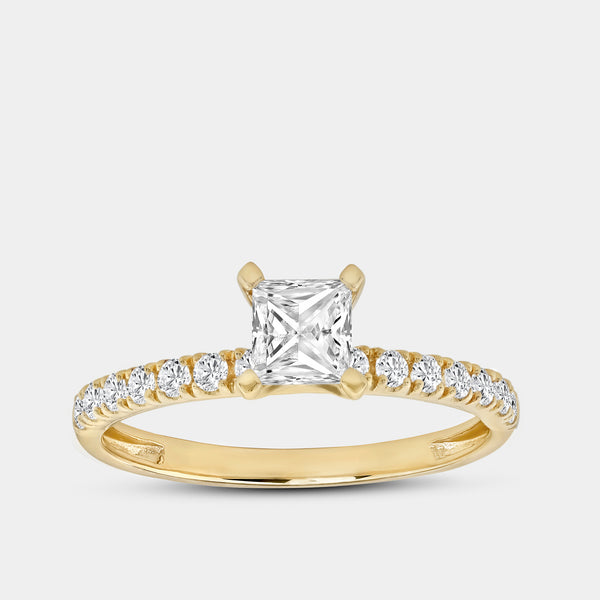 3/4 Carat Lab-Grown Diamond Princess-Cut Solitaire Plus Engagement Ring with a Classic Shank — GILDED New York