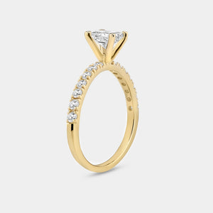 Gilded 3/4 Carat Lab-Grown Diamond Princess-Cut Solitaire Plus Engagement Ring with a Classic Shank