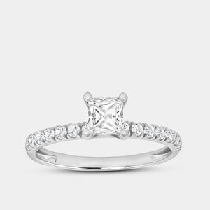 Gilded 3/4 Carat Lab-Grown Diamond Princess-Cut Solitaire Plus Engagement Ring with a Classic Shank