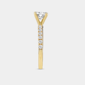Gilded 3/4 Carat Lab-Grown Diamond Princess-Cut Solitaire Plus Engagement Ring with a Classic Shank
