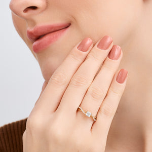 Gilded 1/2 Carat Lab-Grown Diamond Princess-Cut Solitaire Engagement Ring with a Braided Studded Shank