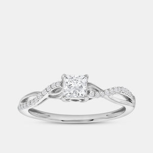 Gilded 1/2 Carat Lab-Grown Diamond Princess-Cut Solitaire Engagement Ring with a Braided Studded Shank