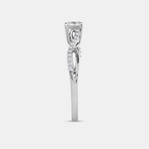 Gilded 1/2 Carat Lab-Grown Diamond Princess-Cut Solitaire Engagement Ring with a Braided Studded Shank