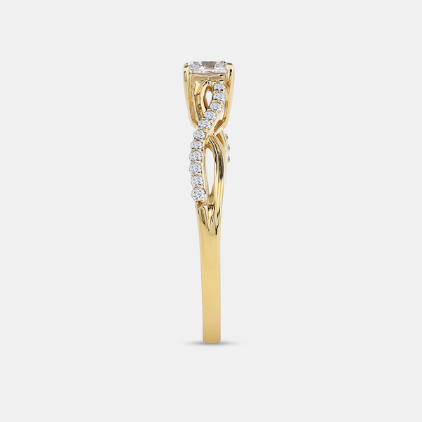 1/2 Carat Lab-Grown Diamond Princess-Cut Solitaire Engagement Ring with a Braided Studded Shank — GILDED New York