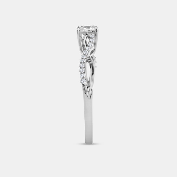 1/2 Carat Lab-Grown Diamond Princess-Cut Solitaire Engagement Ring with a Braided Studded Shank — GILDED New York