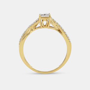 Gilded 1/2 Carat Lab-Grown Diamond Princess-Cut Solitaire Engagement Ring with a Braided Studded Shank