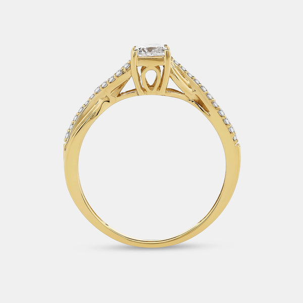 1/2 Carat Lab-Grown Diamond Princess-Cut Solitaire Engagement Ring with a Braided Studded Shank — GILDED New York
