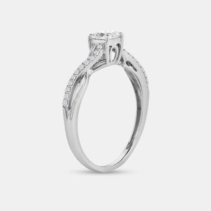 Gilded 1/2 Carat Lab-Grown Diamond Princess-Cut Solitaire Engagement Ring with a Braided Studded Shank