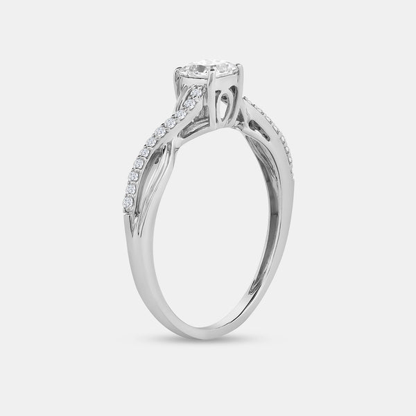 1/2 Carat Lab-Grown Diamond Princess-Cut Solitaire Engagement Ring with a Braided Studded Shank — GILDED New York