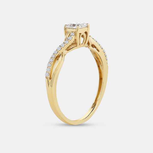 1/2 Carat Lab-Grown Diamond Princess-Cut Solitaire Engagement Ring with a Braided Studded Shank — GILDED New York