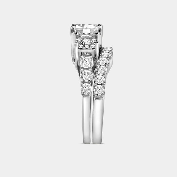 1 and 1/2 Carat Lab-Grown Diamond Princess-Cut Solitaire Plus Engagement Ring Set with Composite Sides — GILDED New York