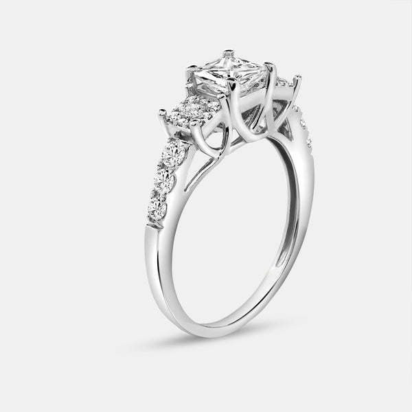 1 and 1/2 Carat Lab-Grown Diamond Princess-Cut Solitaire Plus Engagement Ring Set with Composite Sides — GILDED New York