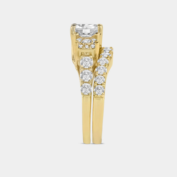 1 and 1/2 Carat Lab-Grown Diamond Princess-Cut Solitaire Plus Engagement Ring Set with Composite Sides — GILDED New York