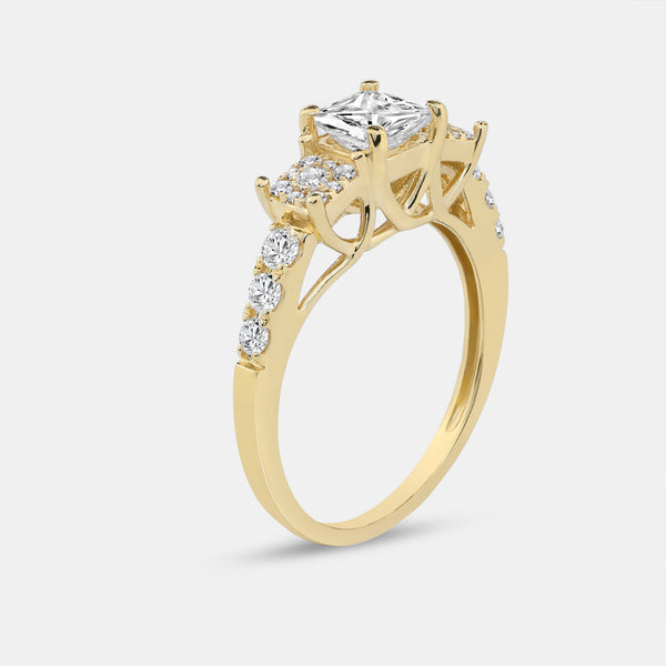 1 and 1/2 Carat Lab-Grown Diamond Princess-Cut Solitaire Plus Engagement Ring Set with Composite Sides — GILDED New York