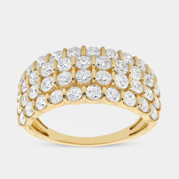 Gilded 2 Carat Lab-Grown Diamond Four-Row Zigzag Bar-Set Anniversary Band