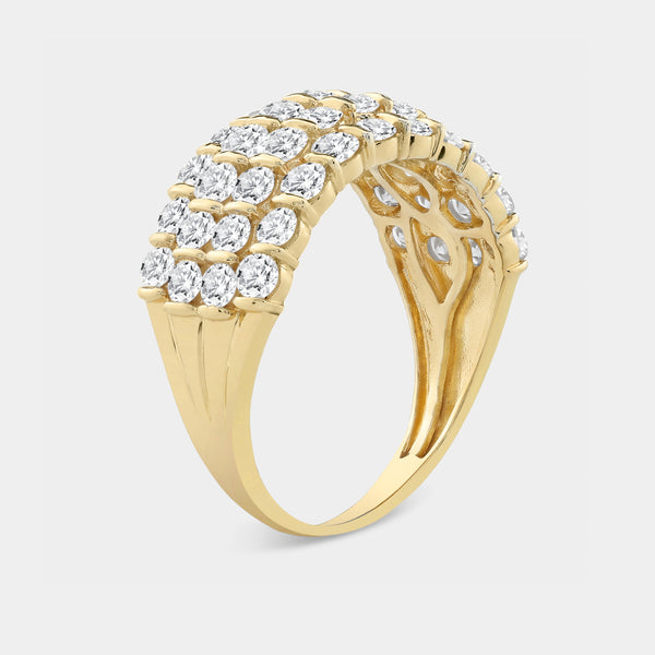 Gilded 2 Carat Lab-Grown Diamond Four-Row Zigzag Bar-Set Anniversary Band