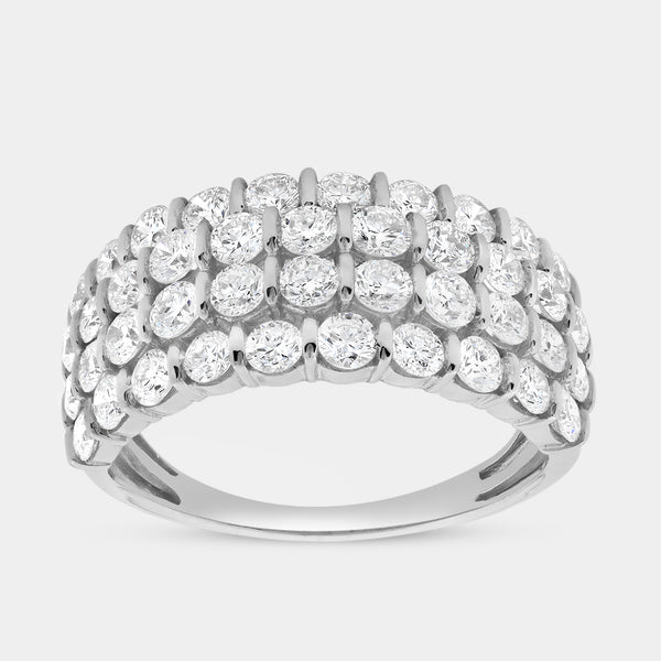 Gilded 2 Carat Lab-Grown Diamond Four-Row Zigzag Bar-Set Anniversary Band