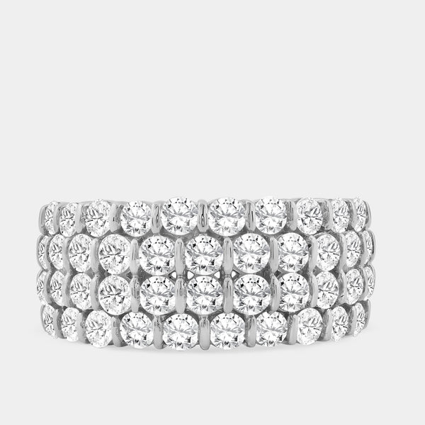 Gilded 2 Carat Lab-Grown Diamond Four-Row Zigzag Bar-Set Anniversary Band