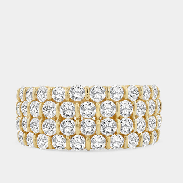Gilded 2 Carat Lab-Grown Diamond Four-Row Zigzag Bar-Set Anniversary Band