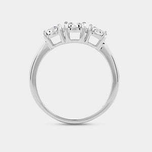 Gilded 1/2 Carat Lab-Grown Diamond Round-Shaped Three-Stone Ring Set In An Illusion Plate