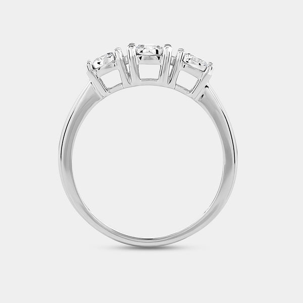 Gilded 1/2 Carat Lab-Grown Diamond Round-Shaped Three-Stone Ring Set In An Illusion Plate