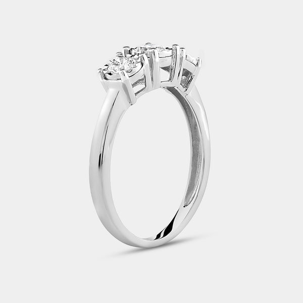 Gilded 1/2 Carat Lab-Grown Diamond Round-Shaped Three-Stone Ring Set In An Illusion Plate
