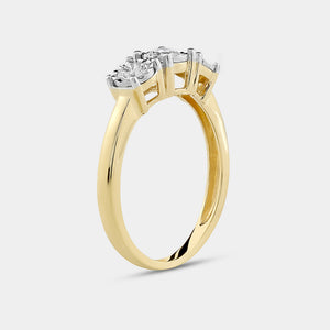 Gilded 1/2 Carat Lab-Grown Diamond Round-Shaped Three-Stone Ring Set In An Illusion Plate
