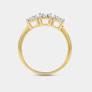 Gilded 1/2 Carat Lab-Grown Diamond Round-Shaped Three-Stone Ring Set In An Illusion Plate
