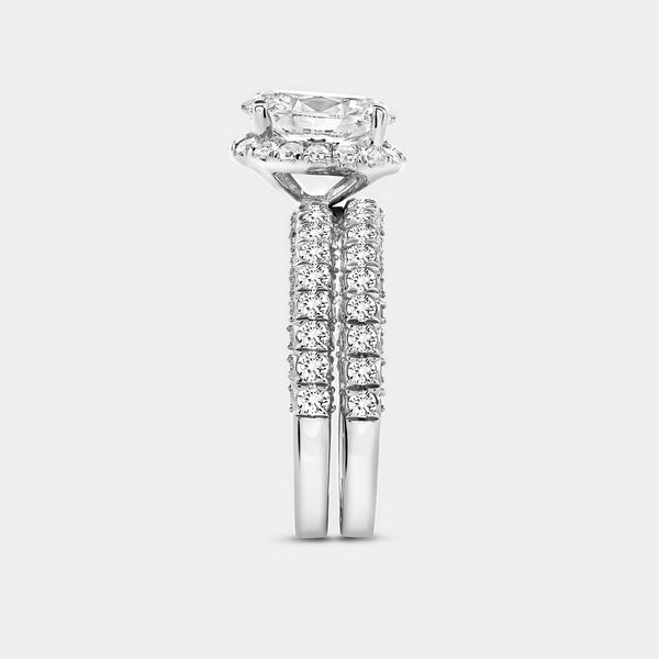 2 and 3/4 Carat Lab-Grown Diamond Oval-Shaped Halo Engagement Ring Set — GILDED New York