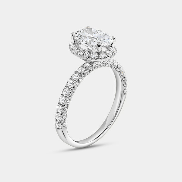 2 and 3/4 Carat Lab-Grown Diamond Oval-Shaped Halo Engagement Ring Set — GILDED New York