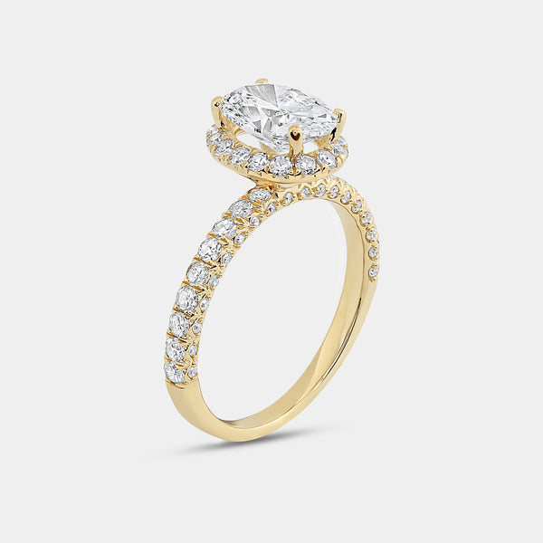 2 and 3/4 Carat Lab-Grown Diamond Oval-Shaped Halo Engagement Ring Set — GILDED New York