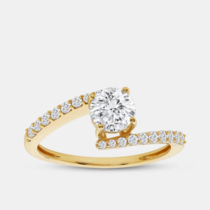 Gilded 1 Carat Lab-Grown Diamond Round-Shaped Modern Bridal Ring