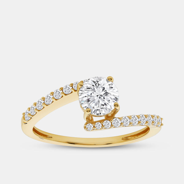 Gilded 1 Carat Lab-Grown Diamond Round-Shaped Modern Bridal Ring
