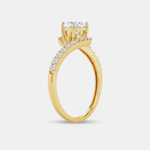 Gilded 1 Carat Lab-Grown Diamond Round-Shaped Modern Bridal Ring
