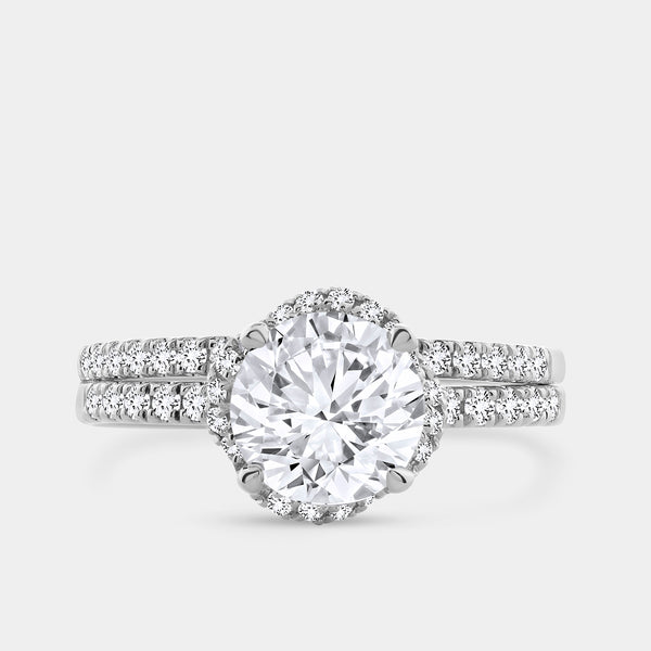 2 Carat Lab-Grown Diamond Engagement Ring Set with a Round-Shaped Center and a Knotted Halo — GILDED New York