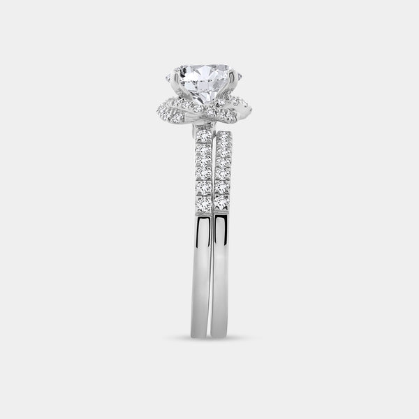 2 Carat Lab-Grown Diamond Engagement Ring Set with a Round-Shaped Center and a Knotted Halo — GILDED New York