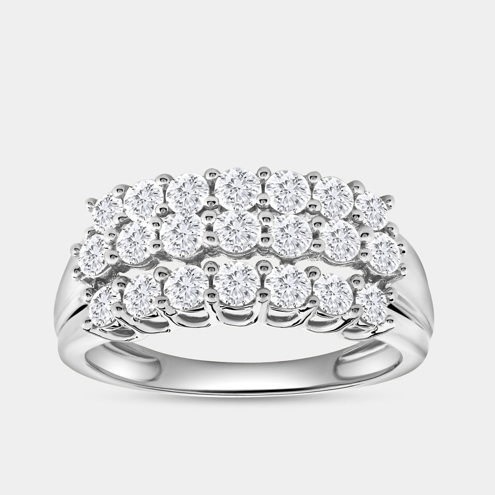 Gilded 1 Carat Lab-Grown Diamond Three-Row Prong-Set Grooved Anniversary Band