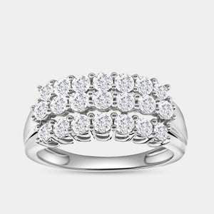 Gilded 1 Carat Lab-Grown Diamond Three-Row Prong-Set Grooved Anniversary Band