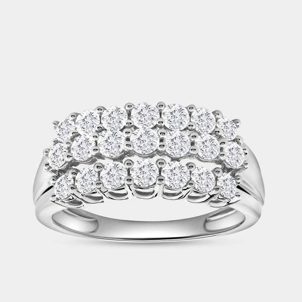 1 Carat Lab-Grown Diamond Three-Row Prong-Set Grooved Anniversary Band — GILDED New York