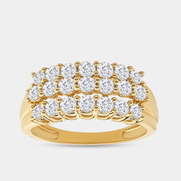 1 Carat Lab-Grown Diamond Three-Row Prong-Set Grooved Anniversary Band — GILDED New York