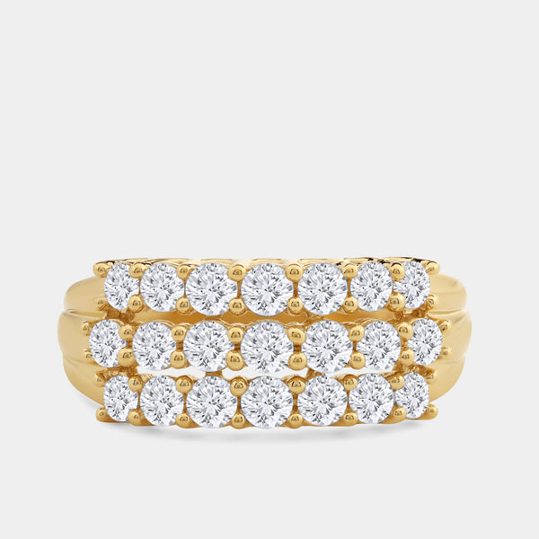 1 Carat Lab-Grown Diamond Three-Row Prong-Set Grooved Anniversary Band — GILDED New York