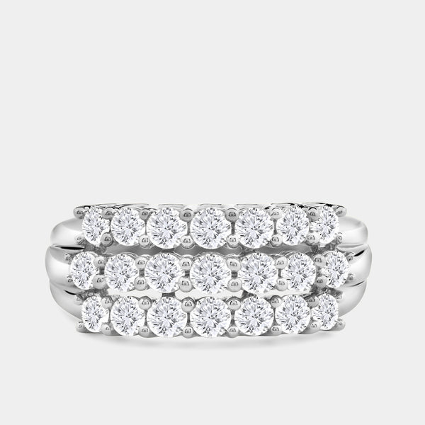 1 Carat Lab-Grown Diamond Three-Row Prong-Set Grooved Anniversary Band — GILDED New York