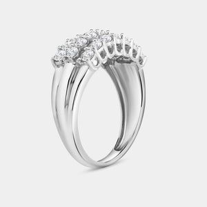 Gilded 1 Carat Lab-Grown Diamond Three-Row Prong-Set Grooved Anniversary Band