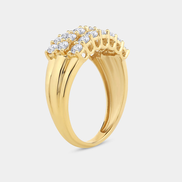 1 Carat Lab-Grown Diamond Three-Row Prong-Set Grooved Anniversary Band — GILDED New York