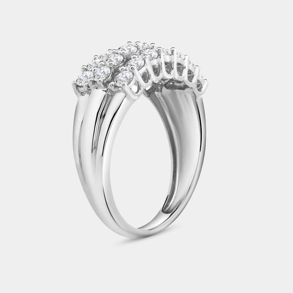 1 Carat Lab-Grown Diamond Three-Row Prong-Set Grooved Anniversary Band — GILDED New York