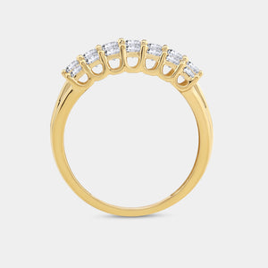 Gilded 1 Carat Lab-Grown Diamond Three-Row Prong-Set Grooved Anniversary Band