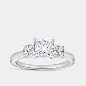 Gilded 1 and 1/4 Carat Lab-Grown Diamond Princess-Cut Solitaire Plus Engagement Ring with Composite Sides